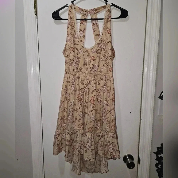 Sunday Mi Amor Anthropologie Womens M Sundress Halter Floral Eyelet Open Back - Picture 1 of 7